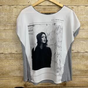 AK Urban Graphic T Cap Sleeve French If You Please Womens Large